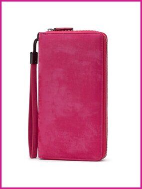Vegan Leather Zip Around Phone Clutch RFID Blocking Large Travel Wallet